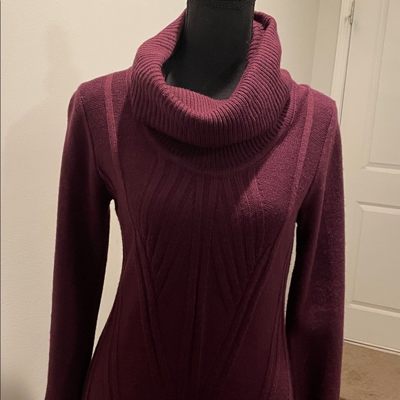 Jessica Simpson Sweater Dress Size S Burgundy Knit Cowl Neck Career Cabincore - Picture 9 of 14